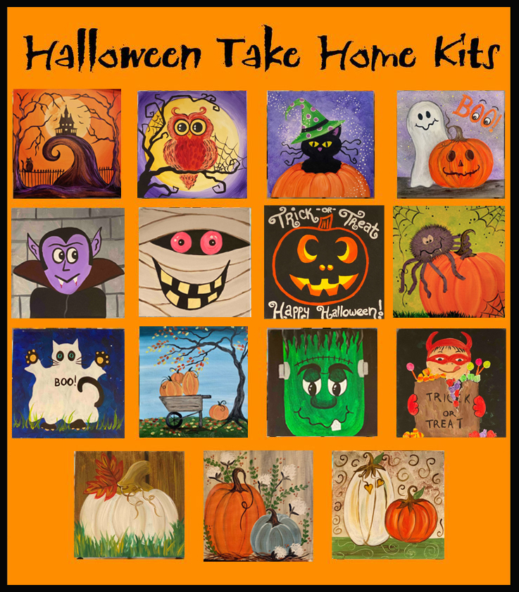 HALLOWEEN TAKE HOME KITS NOW AVAILABLE. INCLUDES ALL SUPPLIES & PRINTED INSTRUCTIONS. ORDER ONLINE-PICK UP AT STUDIO Mon-Sat, 3:00-6:00